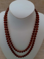 Retro amber long knotted necklace