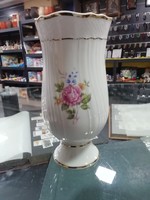 Hollóházi virágmintás porcelán váza