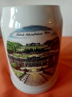 Viennese painted landscape stoneware beer mug