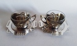 A pair of Viennese art nouveau-geometric argentor coffee cups 1905 extremely rare