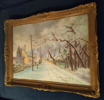 Nagybánya steles norbert winter village street landscape 1941. December 6. Signed