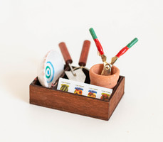 Vintage mini kertészeti eszközök, kerti munkához - bababútor, babaházi kiegészítő