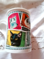 English fine porcelain mug with stamp motif depicting cat breeds 17.