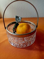 Lead crystal metal basket-bowl