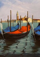 Venetian gondolas - painting