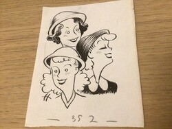 Magda Hauswirth's original caricature drawing of the free mouth. 11 x 9.5 cm for sheet
