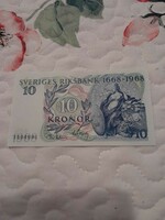 Sweden, 10 kroner 1968 unc