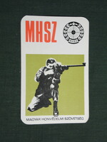 Kártyanaptár, MHSZ honvédelem, sportszövetség, lövészet verseny , grafikai rajzos, 1977,   (4)