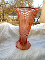 Korál színű  üveg váza-súlyos, masszív darab 25 cm