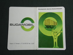 Card calendar, budamobil Budapest vehicle cooperative, trailer, 1977, (4)