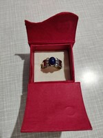 Large silver ring with lapis lazuli stones