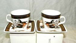 Horse decorated coffee cup with bottom 2 pcs