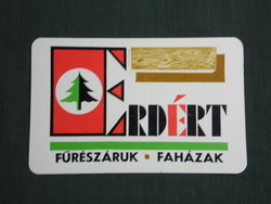 Card calendar, forest wood processing company, Budapest, graphic artist, wooden houses, 1977, (4)
