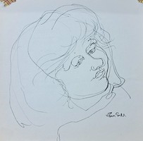 Szász Endre (1926-2003) : Női portré, egyedi, tus