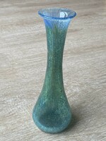 Karcagi fátyolüveg váza - különleges színátmenet zöldből kékbe - INGYEN SZÁLLÍTÁS