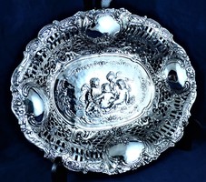 Sumptuous, antique silver tray, German, ca. 1890!!!