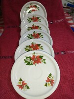 Beautiful Zsolnay 6-piece Santa flower coffee cup coaster small plate, never used
