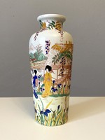 Circa 1930 Bohemian Victorian porcelain vase with a Japanese scene 26 cm