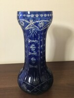 Polished blue glass vase