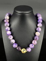 Beautiful 12mm Charoite Gem Sterling Silver Necklace--New