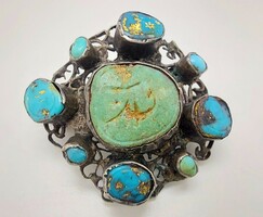 From 376T.1 HUF antique Austrian silver 800‰ 8.88G brooch, with turquoise, beautiful goldsmith work