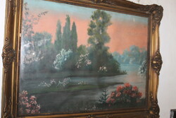 Antique painting in a beautiful blonde frame 808