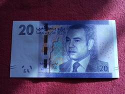 Marokkó Bank Al-Maghrib Húsz (20) dirham bankjegy gyönyörű állapotú UNC