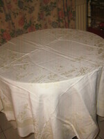 Wonderful buttery yellow antique vintage carnation damask tablecloth