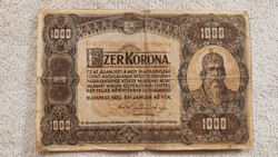 1920s, large Hungarian 1000 kroner, Orell Füssli Zurich (f+) | 1 banknote
