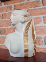 Egyiptomi nő, büszt , biszkvit porcelán szobor - Világhy Árpád