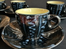 Tófej vitrin fekete kék mokkás kávéskészlet 6 személyes