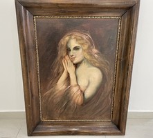 Emma Bihari female nude portrait painting oil painting