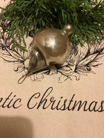 Régi üveg ezüst színű csavart csepp formájú karácsonyfadísz