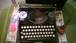 Antik Continentál írógép táskájában 2 pótszalaggal, tisztító kefével-természetesen írásra készen !