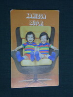 Kártyanaptár, Kanizsa bútorgyár, Nagykanizsa, gyerek modell, fogószék, fotel, 1978,   (4)
