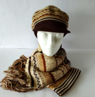 Classic smooth cream fluffy soft knitted hat + scarf