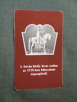 Kártyanaptár, OTP takarékpénztár, grafikai rajzos, Szent István tízpengő, 1978,   (4)