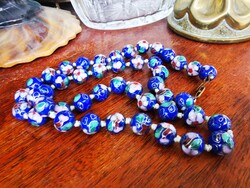 Old fire enamel ceramic ball necklace