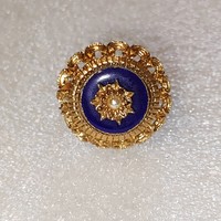 Adjustable gold-plated metal enamel ring (57)