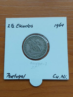 Portugal 2.5 escudo 1964 cuni. In a paper case