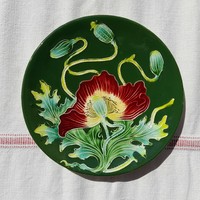 Steidl znaim art nouveau majolica wall decorative plate, 20 cm