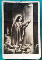 Old small black and white prayer card, prayer picture, memory card