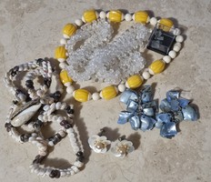 A package of retro jewelry with minerals, aquamarine, shells, jewelry package old