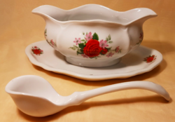 From HUF 1! Beautiful old rose porcelain sauce bowl with porcelain sauce spoon