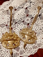 Wonderful antique rose-patterned large copper hanger, hanger, clothes rack 2 pieces in one