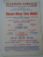 ZA475.3 Kamara Varieté  Nincsem Múzsa Tövis Nélkül!  -kisméretű plakát-szórólap 1977