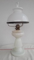 Large milk glass table kerosene lamp, flawless, 54 cm high