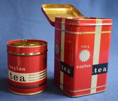 Ceylon tea doboz , teás doboz , fém doboz , 11,5 és 7 cm 2 db.