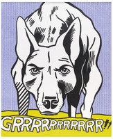 Roy Lichtenstein: GRRRRRR , amerikai pop art reprint plakát, pit bull kutya