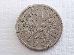 Csehszlovákia 50 Heller 1921 érme - Csehszlovák 50 Heller 1921 külföldi pénzérme